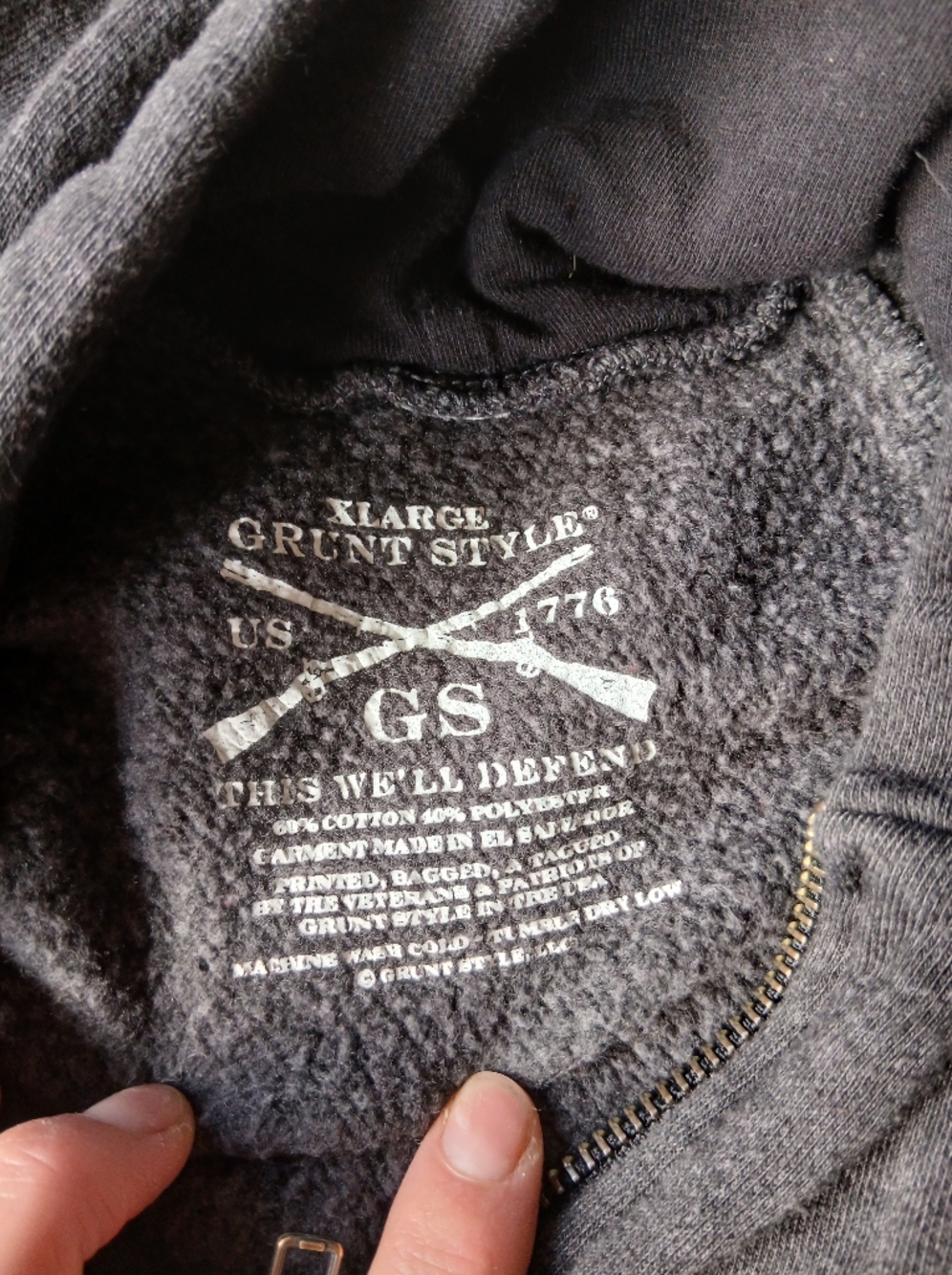 Grunt Style Black Zip-Up Hoodie - Picture 5 of 7